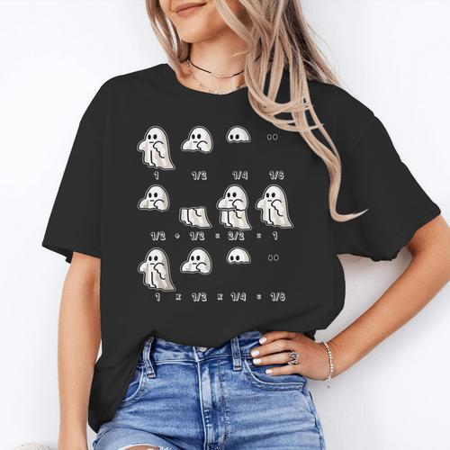 Fractions Math Teacher Ghost Math Halloween Humorous Women's T-Shirt - teacherstshirts.com UK