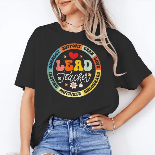 Groovy Lead Teacher Appreciation Back To School Women's T-Shirt - teacherstshirts.com CA