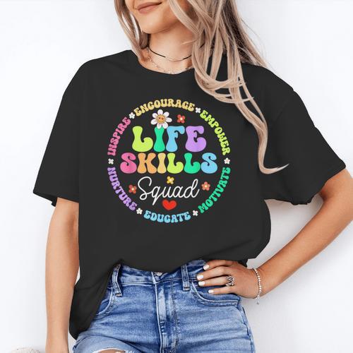 Groovy Life Skills Squad Teacher Special Ed SPED Team Crew Women's T-Shirt - teacherstshirts.com UK