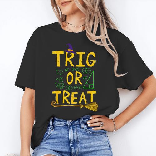 Halloween Math Teacher Trig Or Treat Student School College Women's T-Shirt - teacherstshirts.com UK