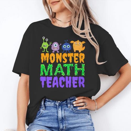 Halloween Monster Math Teacher Men Women Women's T-Shirt - teacherstshirts.com