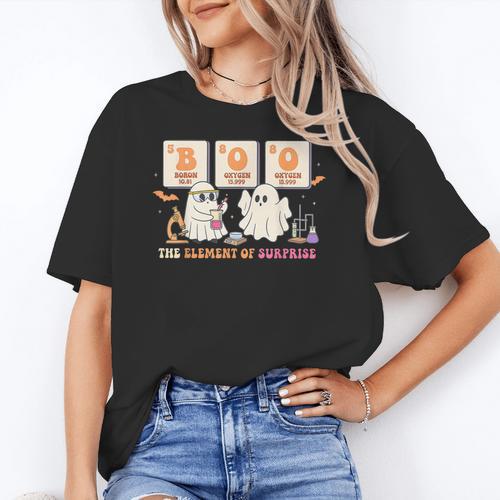 Halloween Science Teacher Boo Ghost The Element Of Surprise Women's T-Shirt - teacherstshirts.com AU
