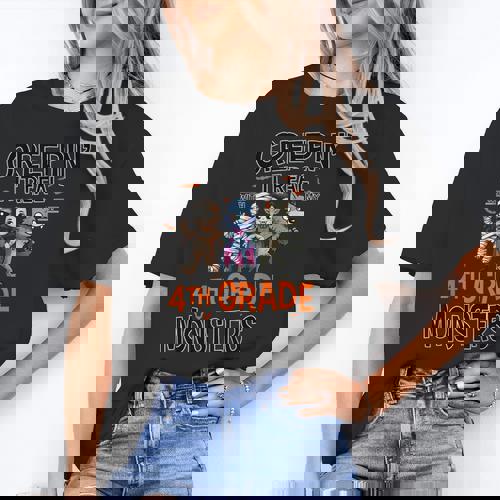 Halloween Teacher Creepin It Real With My 4th Grade Monsters Women&#x27;s T-Shirt - teacherstshirts.com