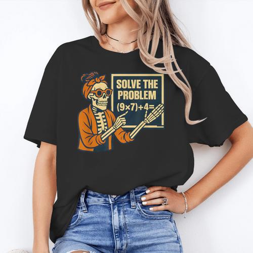 Halloween Teacher Six Seven Meme 6 7 Skeleton Spooky Costume Women's T-Shirt - teacherstshirts.com AU