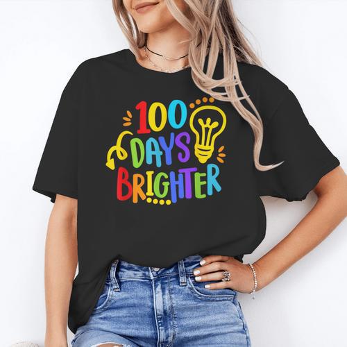 Happy 100th Day Of School 100 Days Brighter Girls Teacher Women's T-Shirt - teacherstshirts.com DE
