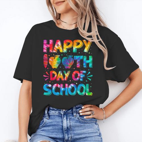Happy 100th Day Of School Teacher Student 100 Days Tie Dye Men Women Kids Women's T-Shirt - teacherstshirts.com CA