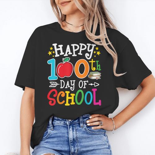 Happy 100th Day Of School Teachers 100 Days Of School Kids Women's T-Shirt - teacherstshirts.com UK