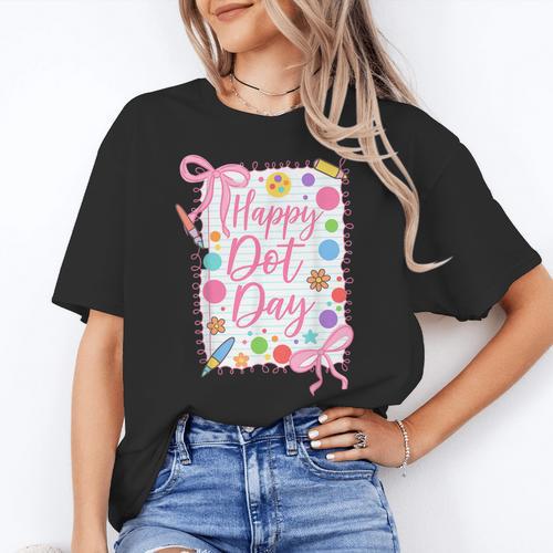 Happy Dot Day Bow Coquette For Teacher Girls Women's T-Shirt - teacherstshirts.com