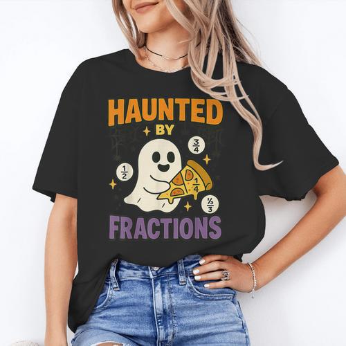 Haunted By Fractions Math Halloween Teacher Women's T-Shirt - teacherstshirts.com UK