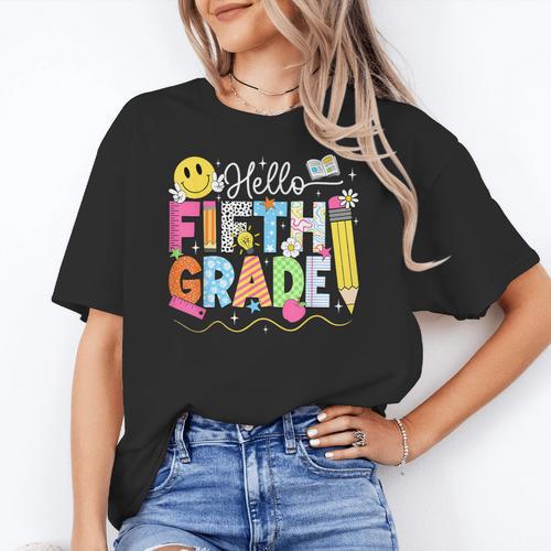 Hello Fifth Grade Team 5th Grade Back To School Teacher Kids Women's T-Shirt - teacherstshirts.com DE
