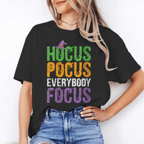 Hocus Pocus Everybody Focus Teacher Halloween Women's T-Shirt - teacherstshirts.com CA