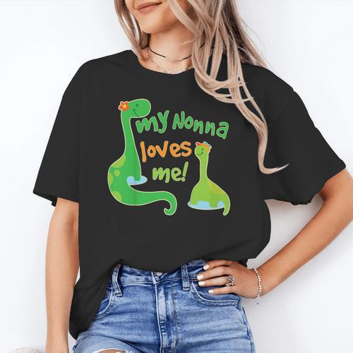 Kids My Nonna Loves Me Dinosaur Grandson Women's T-Shirt - Bostonterriersmerch.com