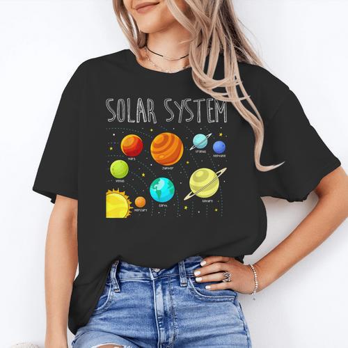 Kids Solar Systems Cute Planets Space Science Teacher School Women's T-Shirt - teacherstshirts.com AU