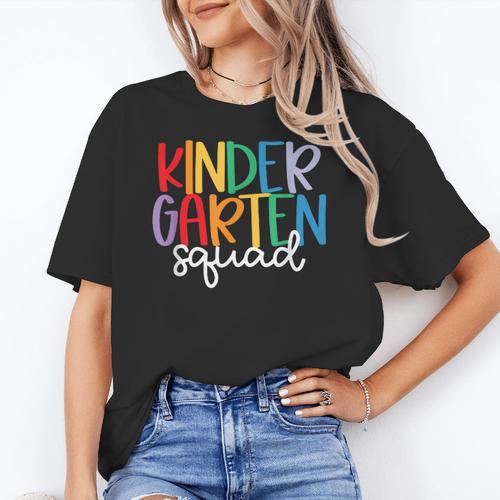 Kindergarten Squad Team Crew Teacher Back To School Women's T-Shirt - teacherstshirts.com AU