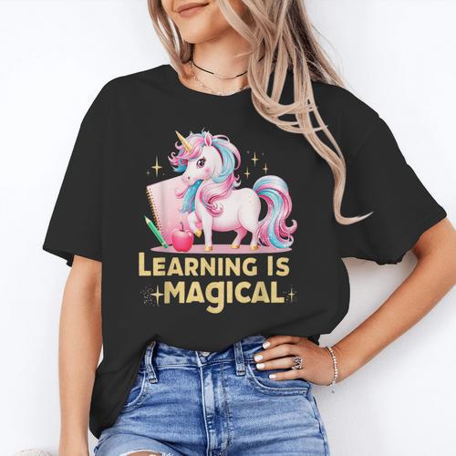 LEARNING IS MAGICAL TEACHER UNICORN BACK TO SCHOOL UNICORN Women's T-Shirt - teacherstshirts.com UK