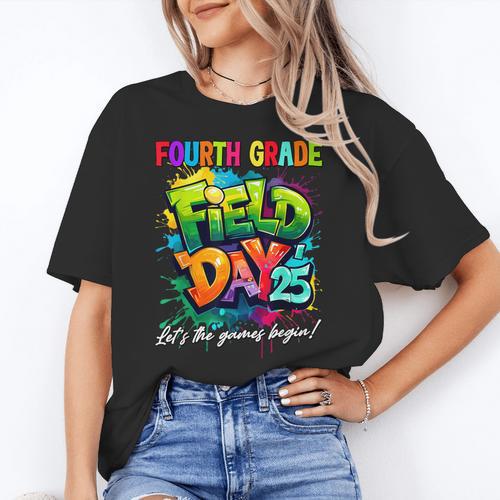 Let The Games Begin Fourth Grade Field Day 2025 Teacher Kid Women's T-Shirt - teacherstshirts.com