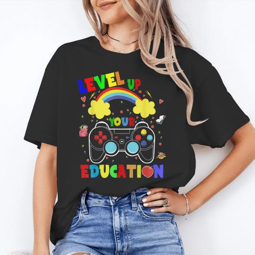 Level Up Your Education Gaming Inspired Teacher Gamers For Men Women Kids Women's T-Shirt - teacherstshirts.com AU
