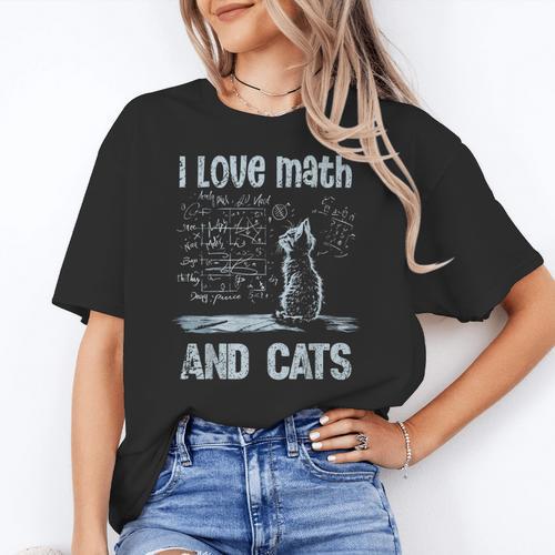 I Love Math And Cats Cat Lover Science Teacher Student Women's T-Shirt - teacherstshirts.com UK