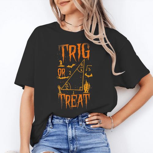 Math Teacher Nerd Student Halloween Trig Or Treat Women's T-Shirt - teacherstshirts.com UK