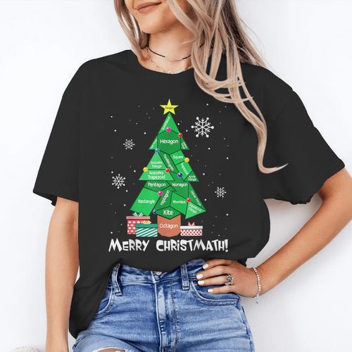 Math Teacher Polygon Christmas Tree Geometry Merry Christmas Women's T-Shirt - teacherstshirts.com AU