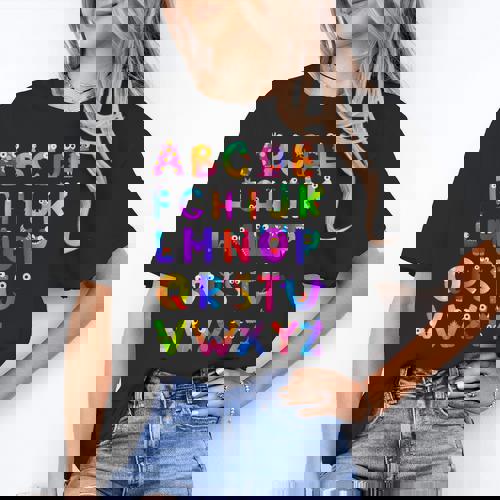 Monster ABC Cute Alphabet Halloween Teacher Costume Kids Women&#x27;s T-Shirt - teacherstshirts.com