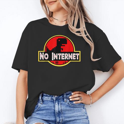 Nerdy No Internet Dinosaur Computer Science Teacher Women's T-Shirt - teacherstshirts.com