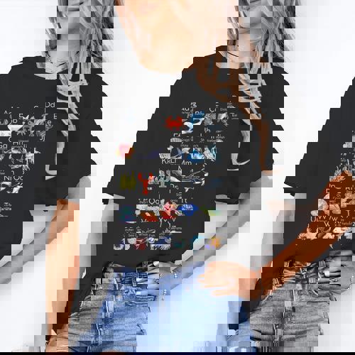 Ocean Animals Alphabet Cute Sea Life ABC Marine Kids Teacher Women&#x27;s T-Shirt - teacherstshirts.com