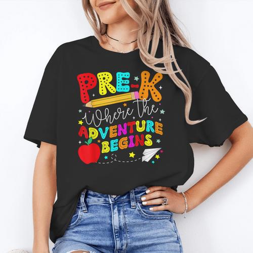 Pre-k Where The Adventure Begins First Day Of Prek Teacher Women's T-Shirt - teacherstshirts.com AU