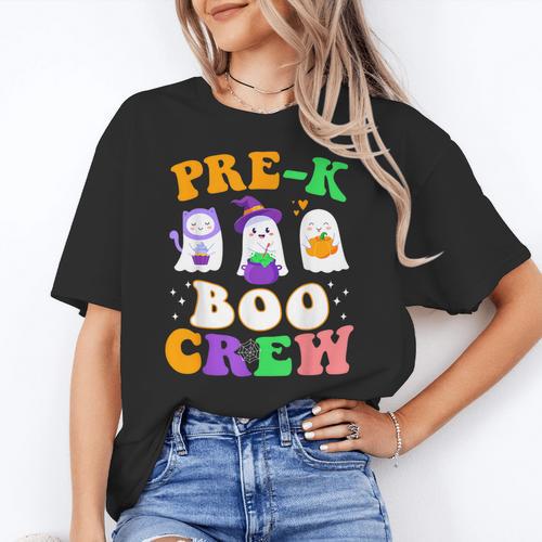 Pre-K Boo Crew Cute Ghost Halloween Costume Teacher Student For Men Women Kids Women's T-Shirt - teacherstshirts.com
