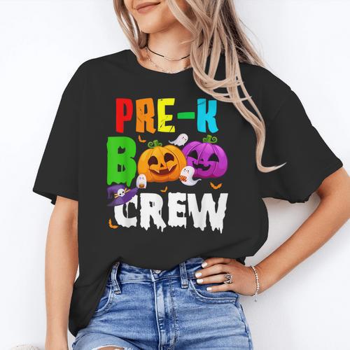 Pre K Boo Crew Halloween Costume Teachers Kids Women's T-Shirt - teacherstshirts.com DE