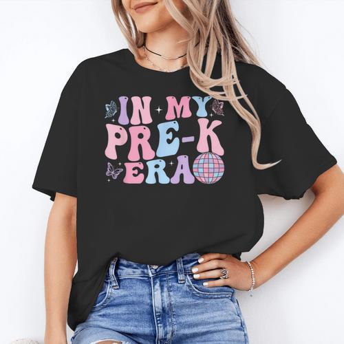 In My Pre K Era Groovy Back To School First Day Teacher Kids Women's T-Shirt - teacherstshirts.com UK