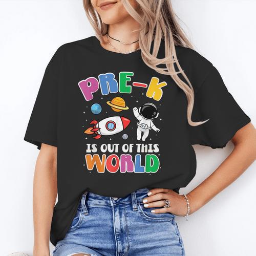 Pre-K Student Teacher Astronaut Space Back To School Women's T-Shirt - teacherstshirts.com AU