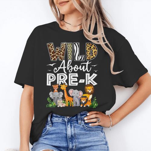 Pre-k Teacher Kids Back To School Wild About Pre-k Women's T-Shirt - teacherstshirts.com UK