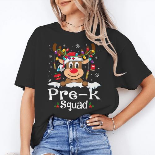 Pre-k Teacher Squad Reindeer Teacher Christmas Women's T-Shirt - teacherstshirts.com AU