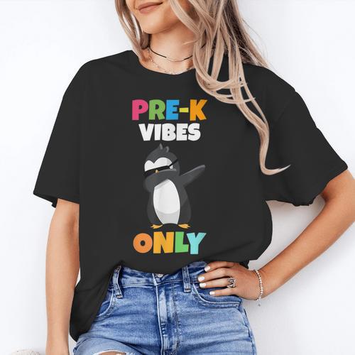 Pre-K Vibes Only Penguin Teachers Kids Back To School Women's T-Shirt - teacherstshirts.com AU