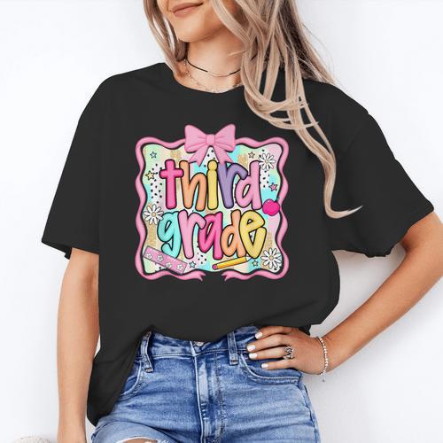 Preppy Third Grade Back To School Teacher Girl Kid Women's T-Shirt - teacherstshirts.com CA
