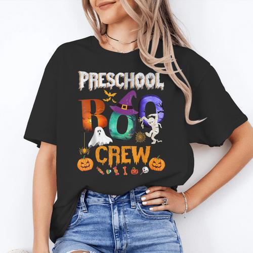 Preschool Boo Crew Teacher Student Halloween Costume Men Women Kids Women's T-Shirt - teacherstshirts.com AU