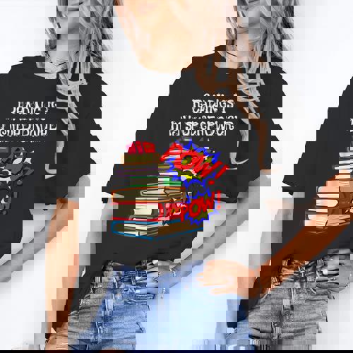 Reading Is My Super Power Superhero Best English Teacher Women&#x27;s T-Shirt - teacherstshirts.com