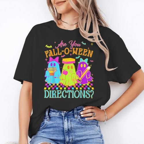 Retro Are You Falloween Direction Teacher Spooky Halloween Women's T-Shirt - teacherstshirts.com AU