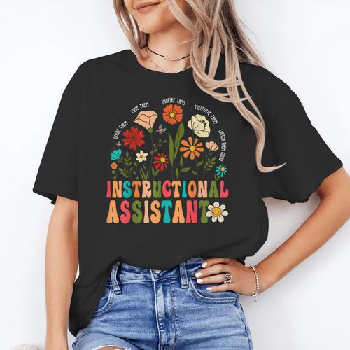 Retro Instructional Assistant Wildflowers Teacher Aide Women's T-Shirt - teacherstshirts.com AU
