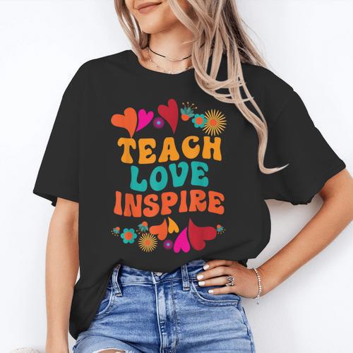 Retro Teach Love Inspire Back To School Teachers Women's T-Shirt - teacherstshirts.com CA