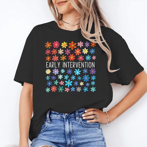 Retro Wildflower Early Intervention Teacher Interventionist Women's T-Shirt - teacherstshirts.com UK