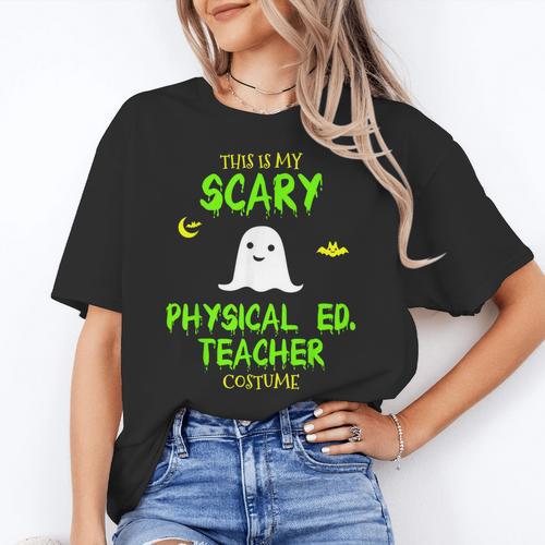 Scary Physical Education Ed Teacher Costume Halloween Easy Women's T-Shirt - teacherstshirts.com CA