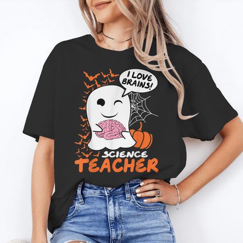 Science Teacher Cute Ghost Halloween Teacher Men Women Women's T-Shirt - teacherstshirts.com DE