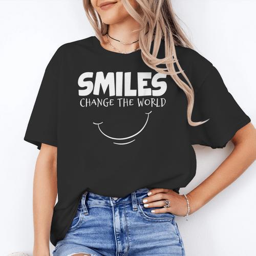 Smile Smiles Change The World Teacher T-Shirt Happy T-Shirt Women's T-Shirt - teacherstshirts.com CA