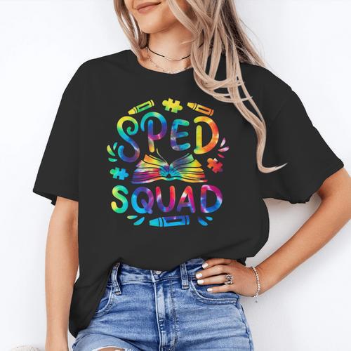 Special Education Teacher Sped Squad SPED Teacher Tie Dye Women's T-Shirt - teacherstshirts.com CA