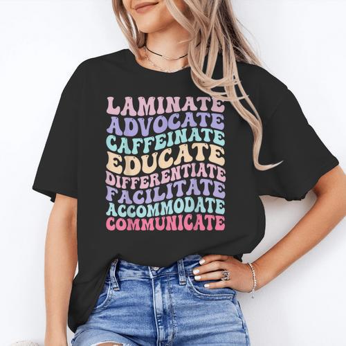 Sped Caffeinate Advocate Laminate Educate Teacher Women's T-Shirt - teacherstshirts.com AU