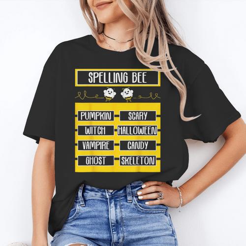 Spelling Bee Halloween Teachers Bee Spelling Competition Women's T-Shirt - teacherstshirts.com UK