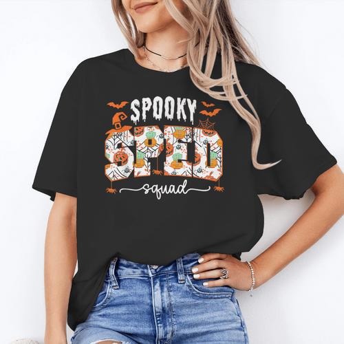 Spooky SPED Squad Special Education Teacher Halloween Ghost Women's T-Shirt - teacherstshirts.com