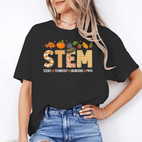STEM Teacher Thanksgiving Grateful Educator Science Class Women's T-Shirt - teacherstshirts.com DE